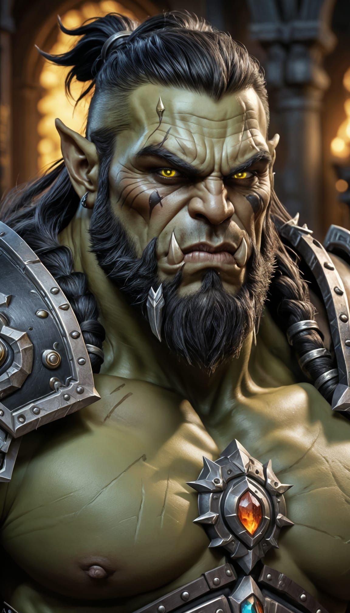 Orc Warrior in Black Armor, Warcraft Style