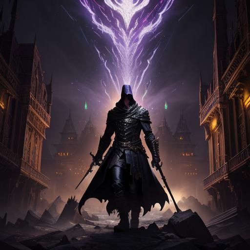 Dark Demon Assassin in Hyperdetailed Dark Fantasy Art