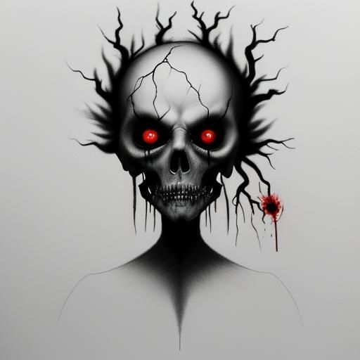 Ghostly Nightmare: Death in Charcoal Sketch Style