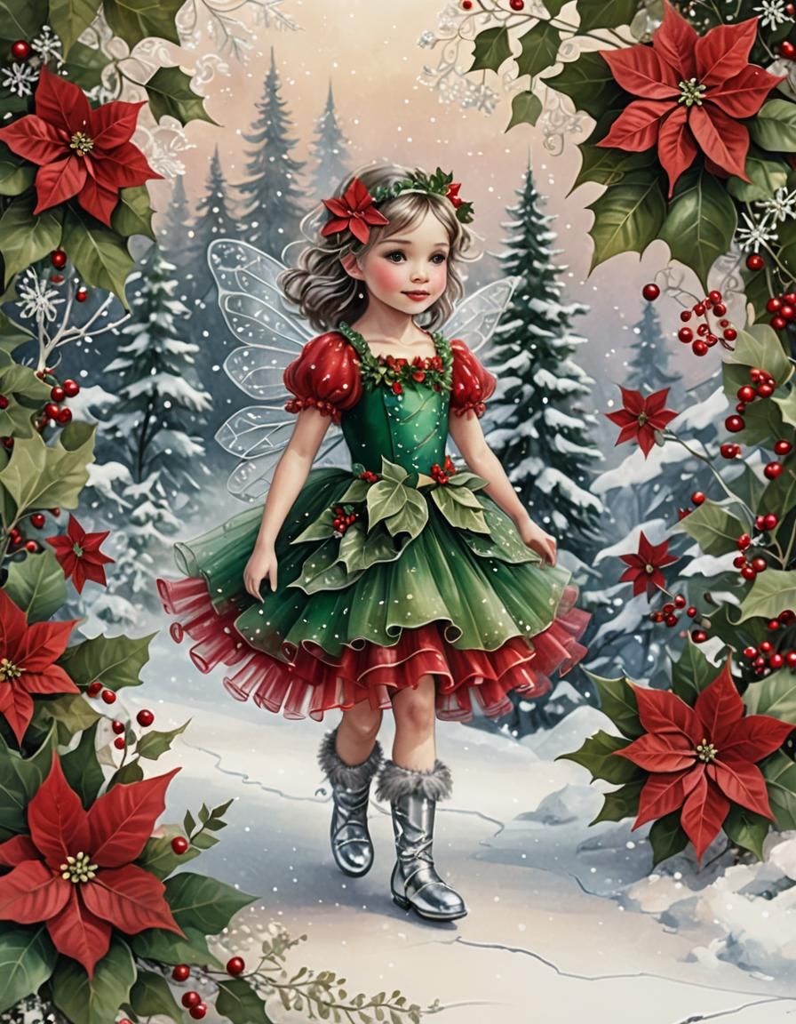 Christmas Fairy in Winter Wonderland Illustration