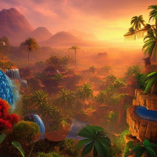 Detailed Matte Painting of Madagascar in Deep Color