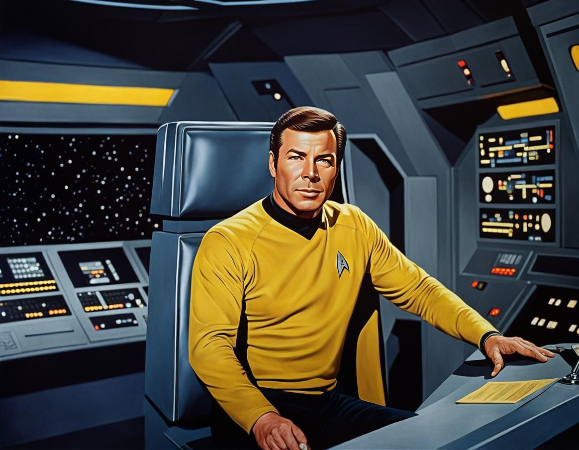 Captain Kirk Oil Painting on Enterprise Bridge