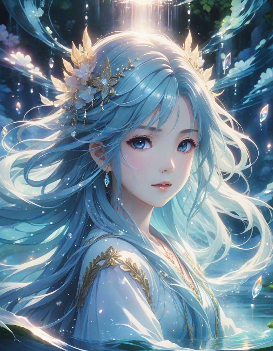 Ethereal Water Spirit in Anime Style