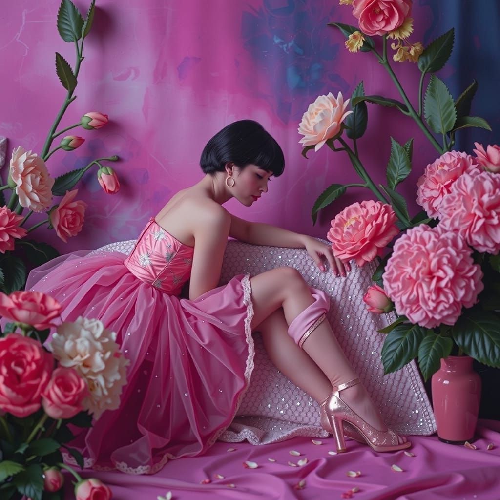 Louise Brooks in Hyperrealistic 3D Psychedelic Scene