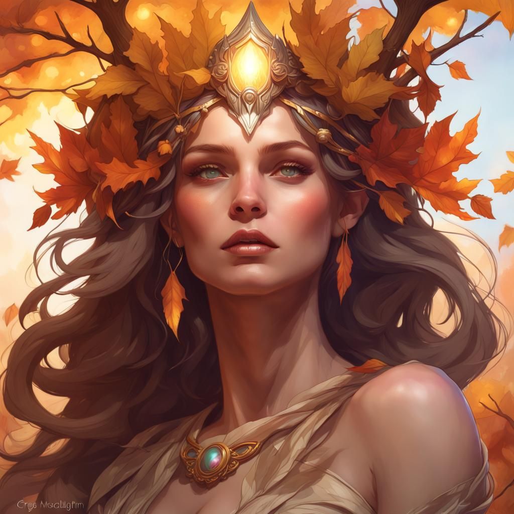 Goddess Mabon: Hyperdetailed Art Nouveau Portrait