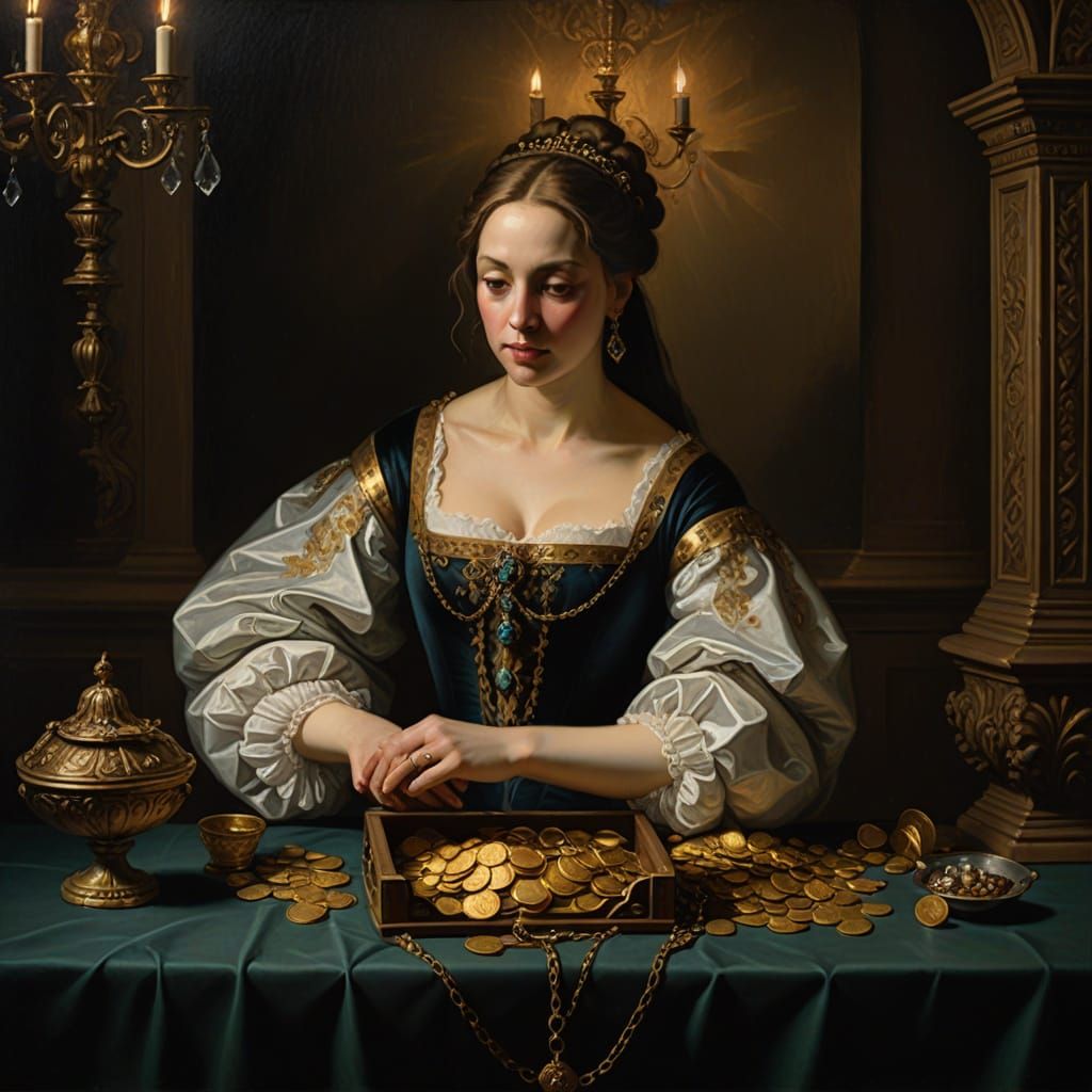 Renaissance-Style Masterpiece: Treasure Chest in Luxurious C...