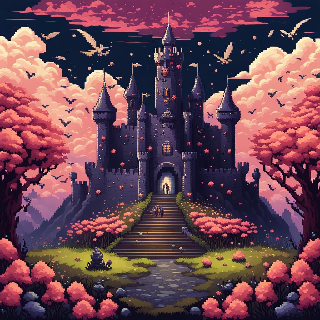 Pixel Art Dragon God Summoning at Bone Castle