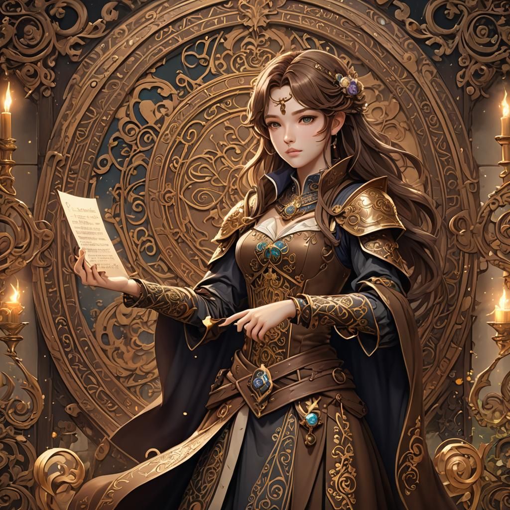 Transgender Shoujo with Magical Scrolls in Medieval Style