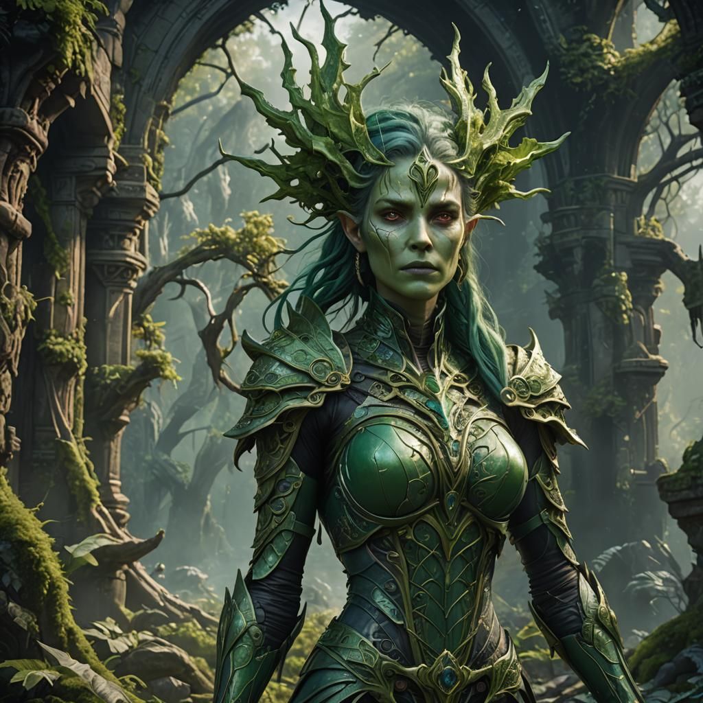 Fantasy Green-Skinned Female Concept Art