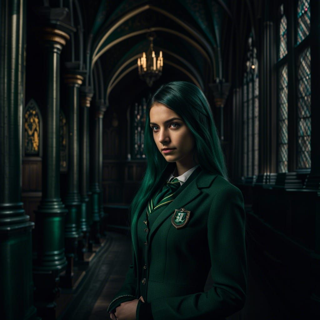 Slytherin Student at Hogwarts in HDR