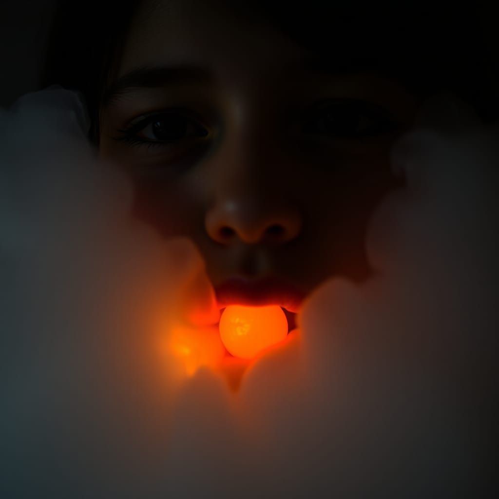 Ethereal Girl with Glowing Orb, Moody Photography