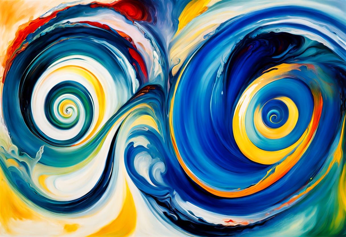 Extreme macro closeups of very large individuated variegated newborn whirly spiralling wavy-pointy stars emerging from a...