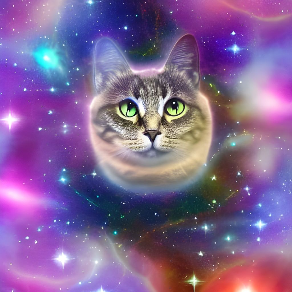 Luminescent Star Cat in the Cosmos Collage