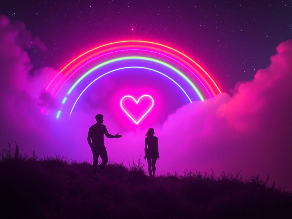 Luminescent Lovers on a Neon Rainbow Journey