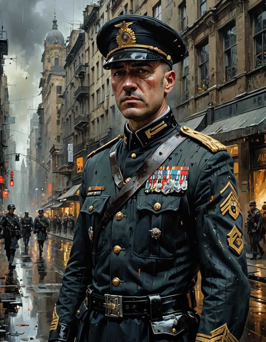 Kroenen in Detailed Military Uniform as Oil Painting