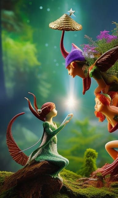 Happy Elf in Enchanted Forest Illustration