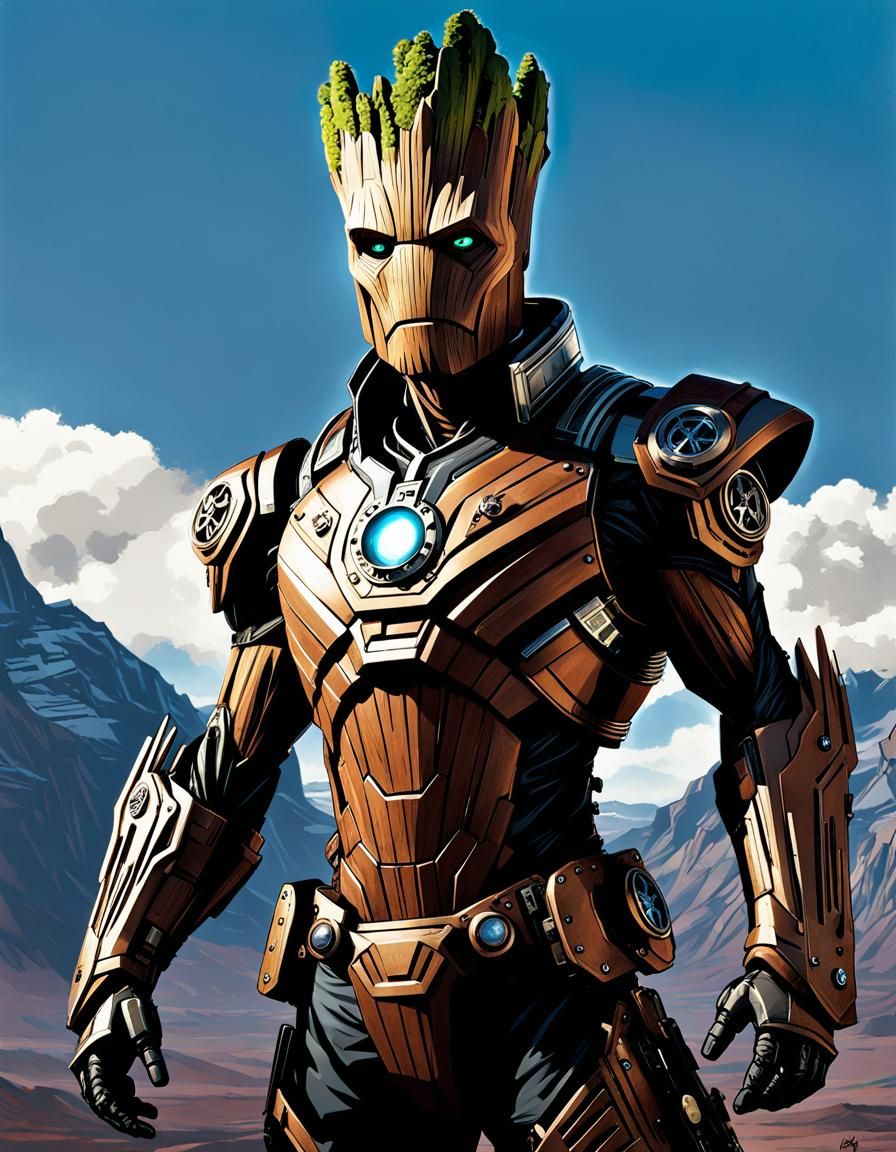 Steampunk Groot in Biopunk Concept Art