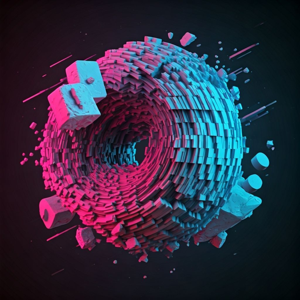 Surreal Glitch Art Scene with Neon Colors