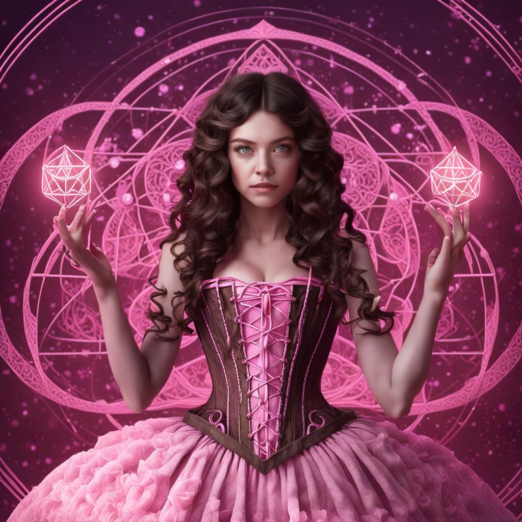 Geometric Witch Casting Spell in Detailed Digital Art