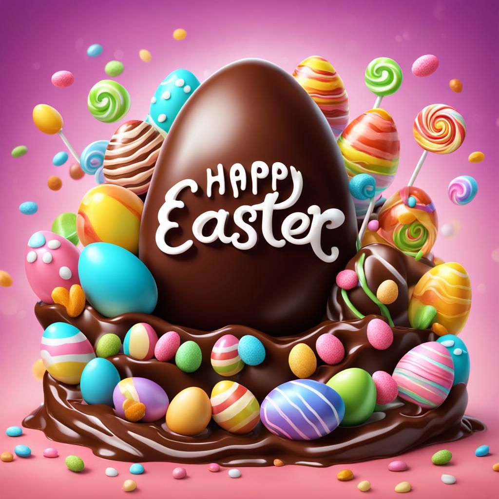 Happy Easter in Chocolate Candy Art