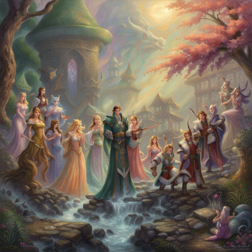 Ethereal D&D Party in a Misty Realm