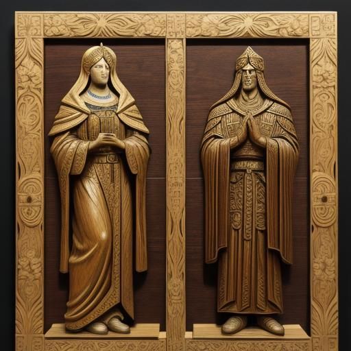 Contemplative Wood Carving Inspired by Goncharova