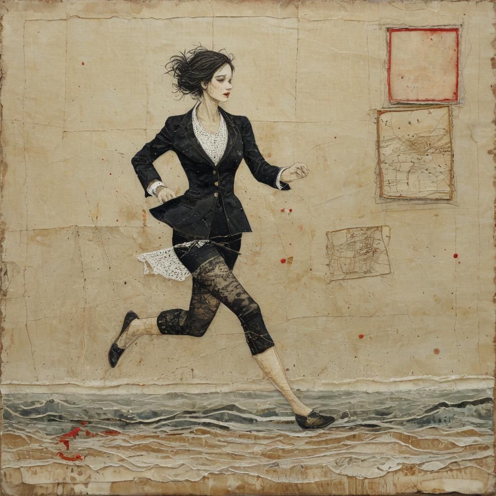 Woman in Ephemeral Oceanic Landscape