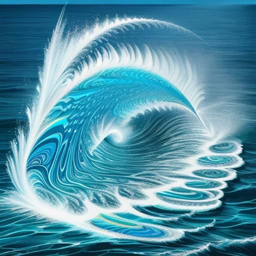 Psychedelic Fractal Fish Gliding on Surf