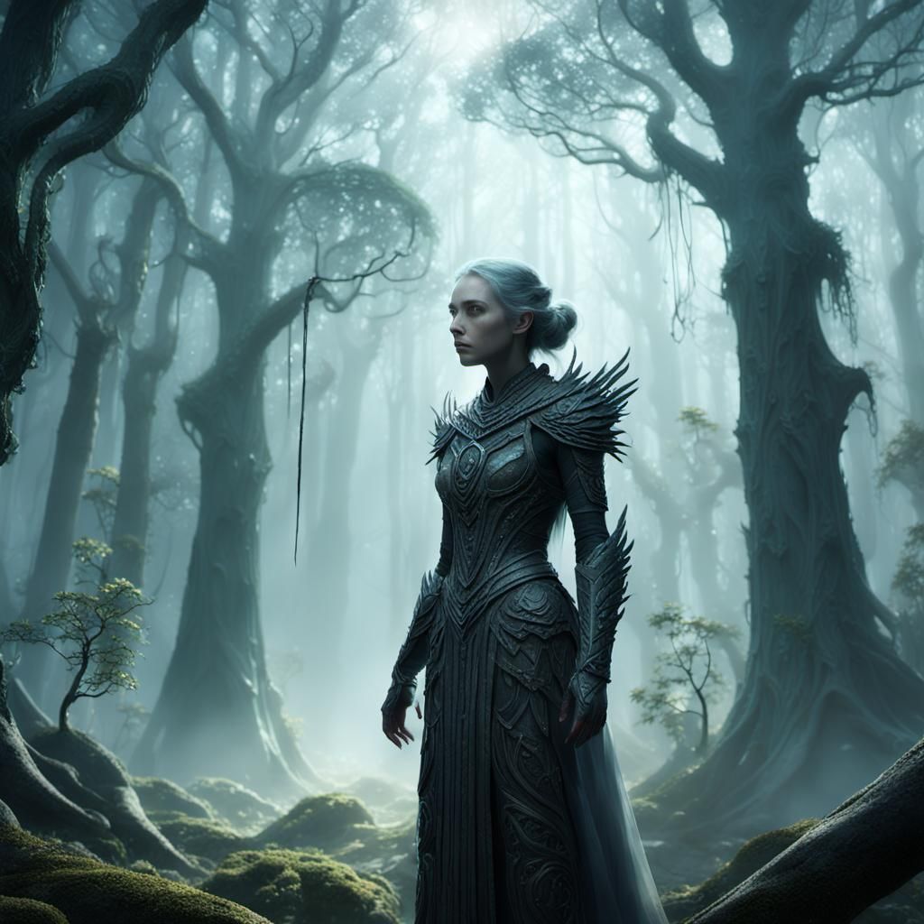Mystical Forest Woman in Sci-Fi Armor