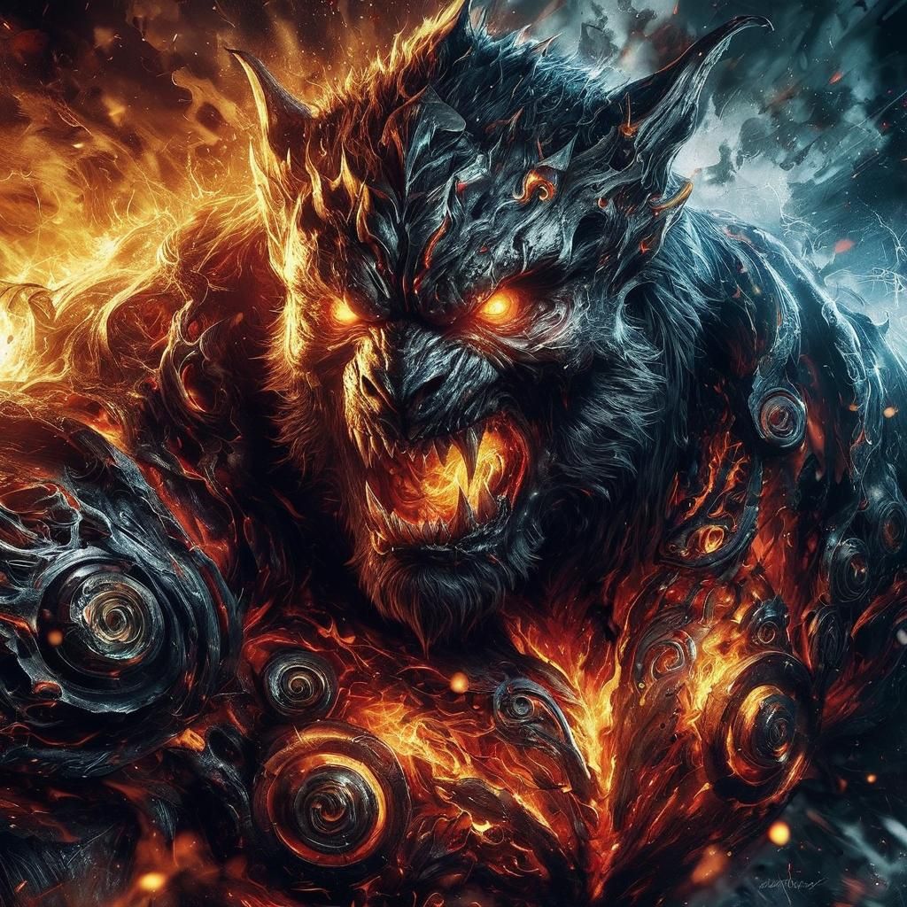 Mythic Legions Obese Spawn-Bear Portrait in Darkness