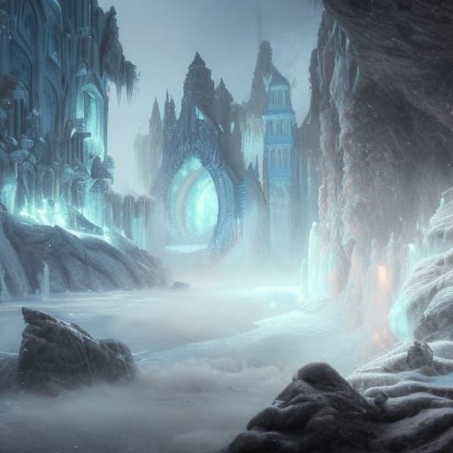 Detailed Ice Magic Fantasy Concept Art