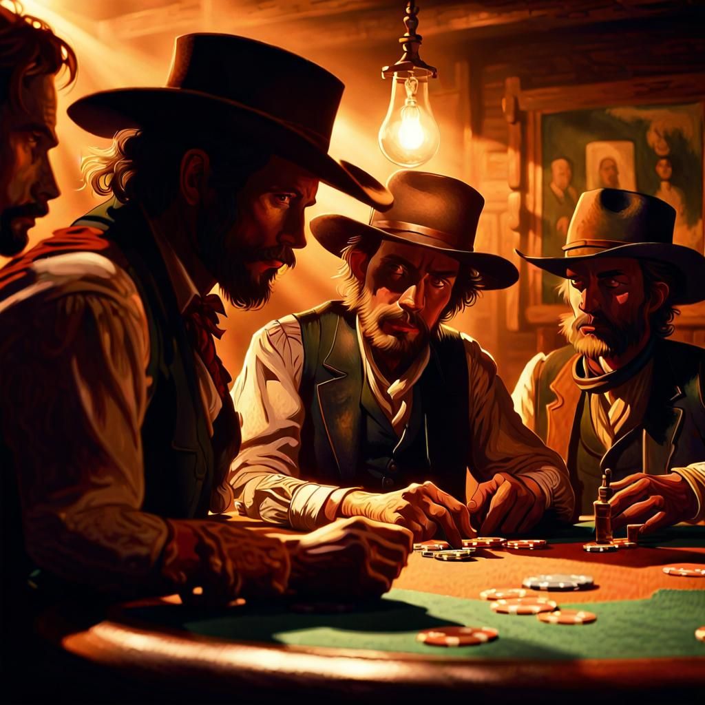 Gunfighters Play Poker in a Western Fauvist Style