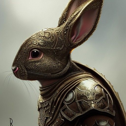 Armored Bunny in Fantasy Style, Digital Painting