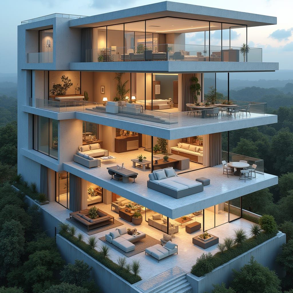 Modern Minimalist Building Aerial View