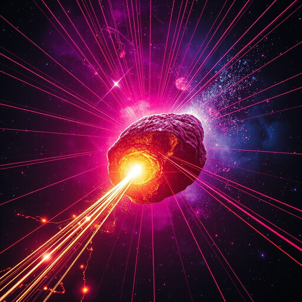 Psychedelic Laser Art of Space Meteor Journey