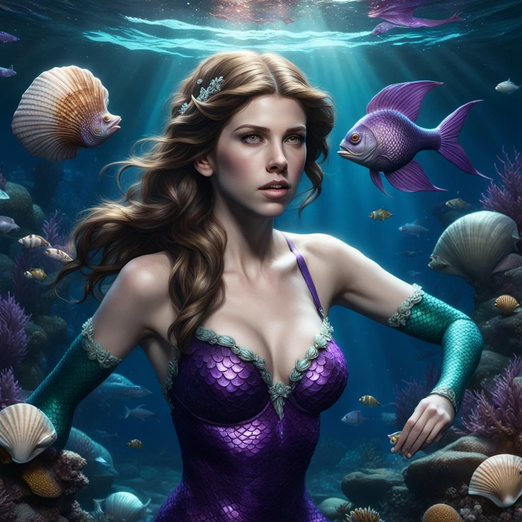 Anna Kendrick as Mermaid in Dark Fantasy Style