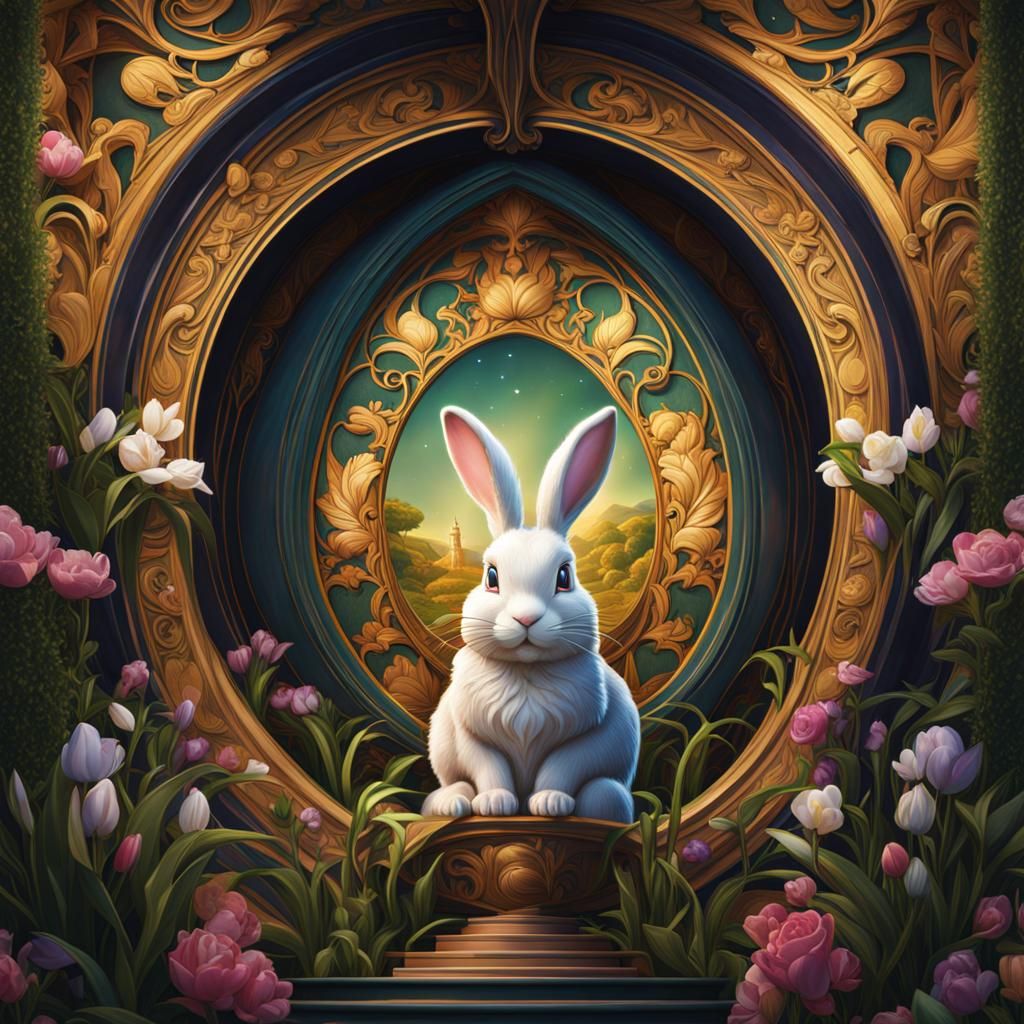 Art Nouveau Easter Bunny Fantasy Concept Art