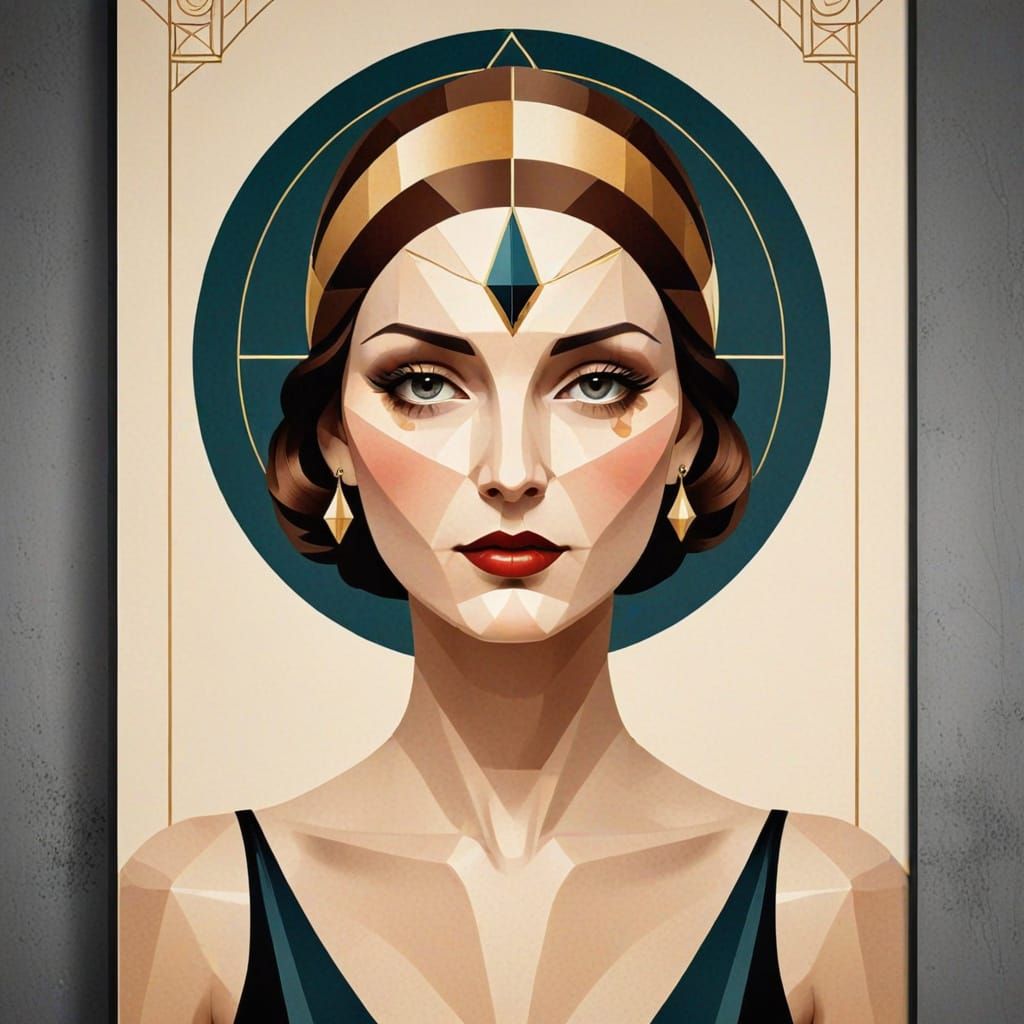 Elegant Art Deco Woman with Geometric Shapes