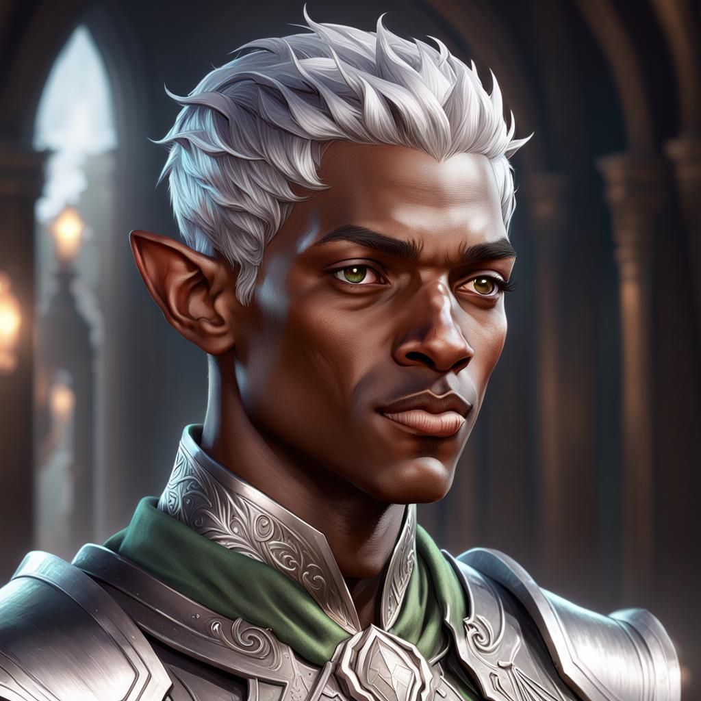 Silver-Haired Elf: Detailed Digital Portrait
