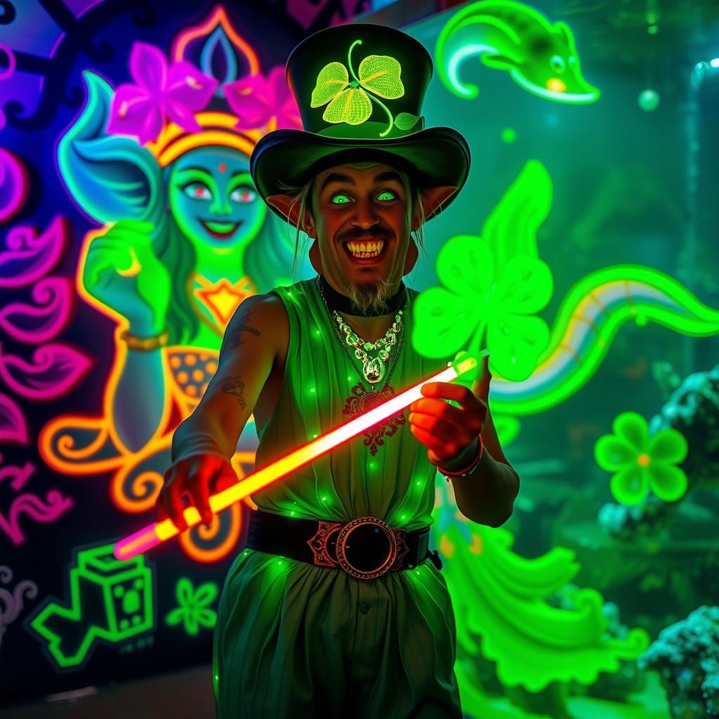 Futuristic Leprechaun Vampire Rave in Graffiti City