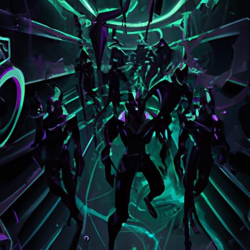 Cyberpunk Figures in a Futuristic Cityscape