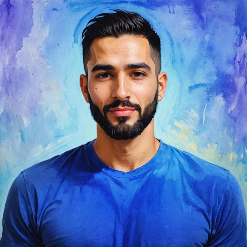 Handsome Arab Man Portrait in Alcohol Ink Style