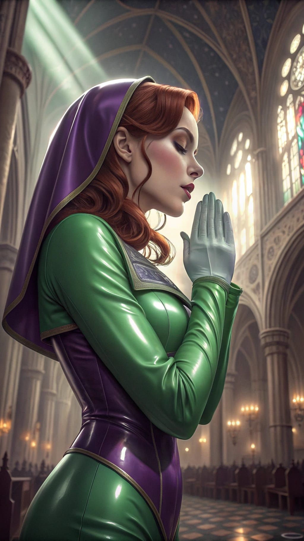 A Redheaded Nun in a Gothic Cathedral