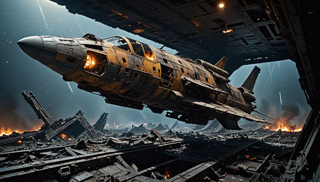 Dystopian Draxian Empire Wrecks in Space, Abandoned and Fadi...