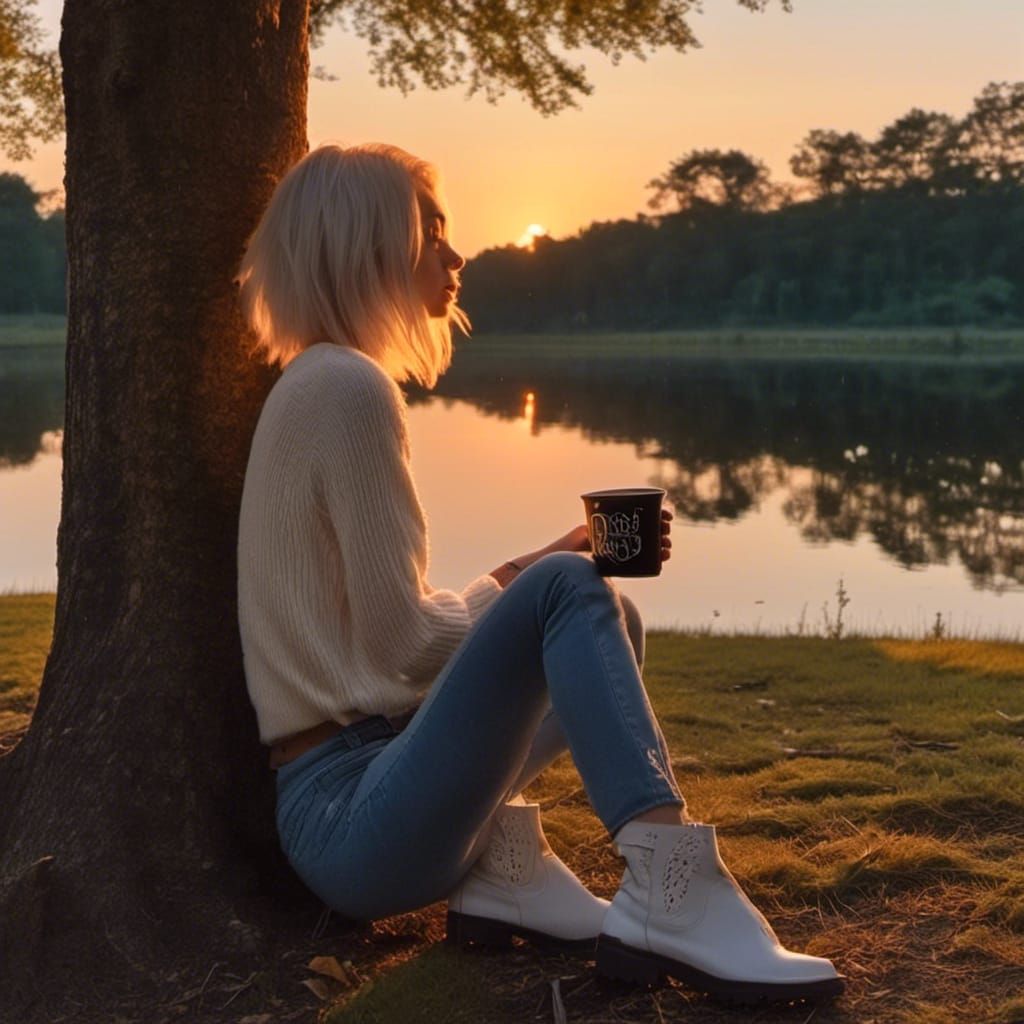 Contemplative Trans Girl at Sunset
