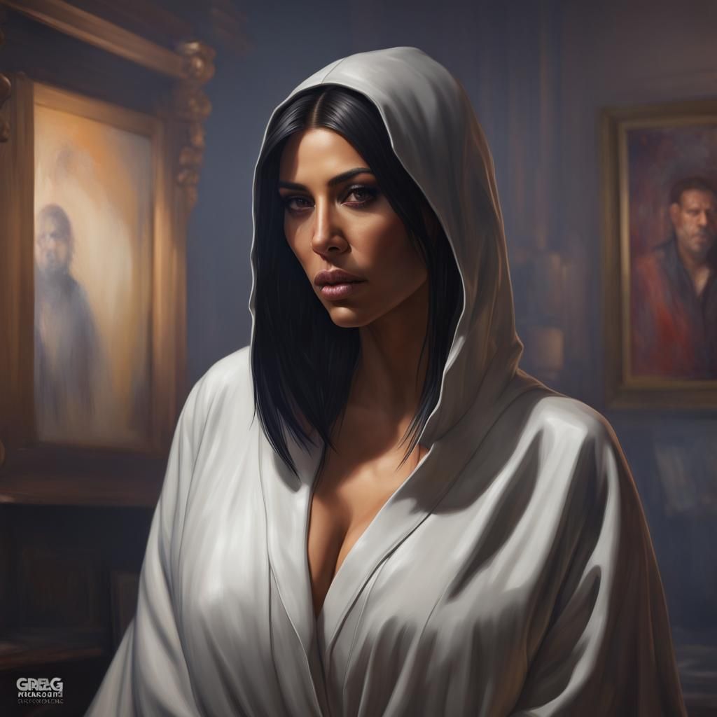 Kim Kardashian as Ghostface: Hyperdetailed Portrait