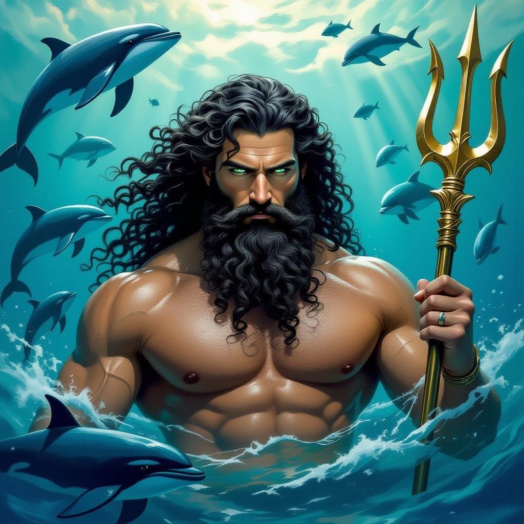 Poseidon, God of the Sea, with Trident