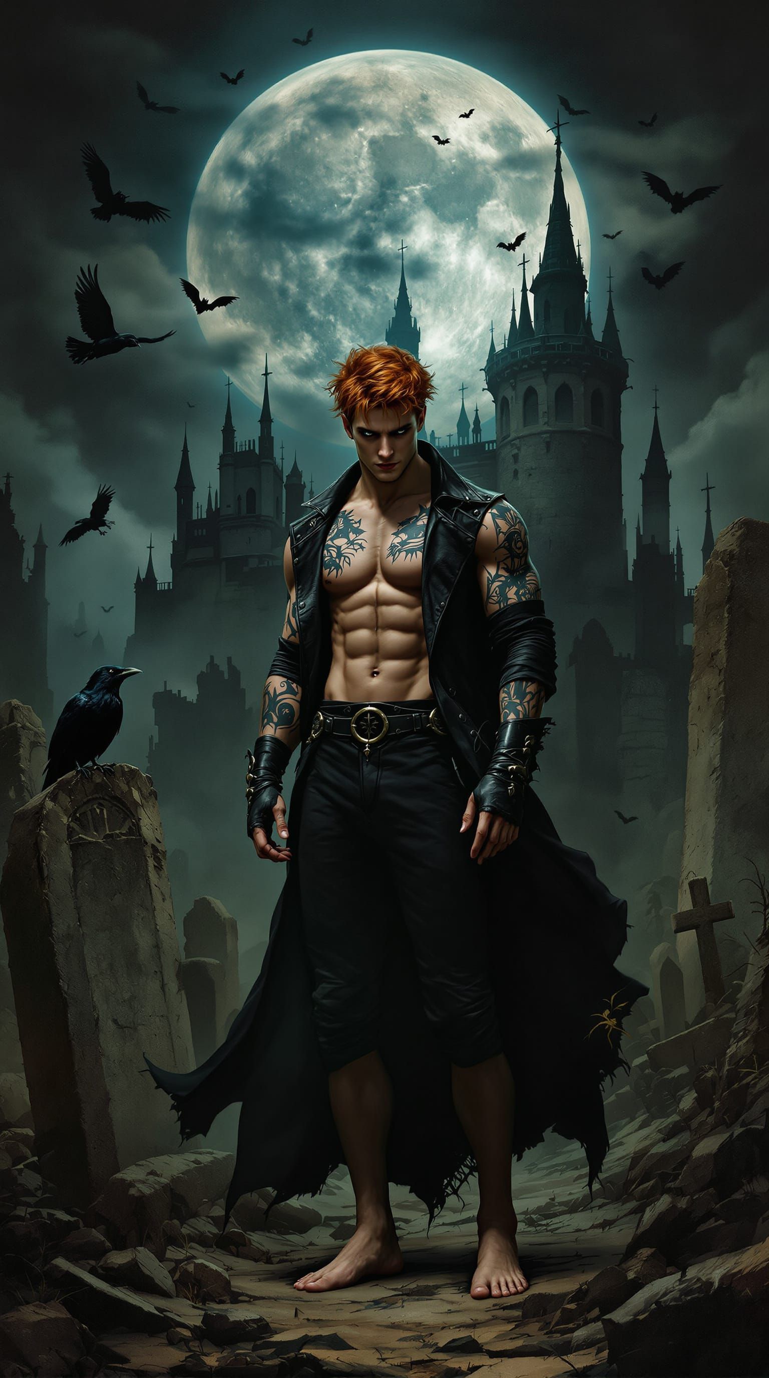 Gothic Man in Sinister Castle Setting