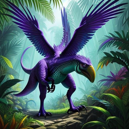 Ten-Legged Dinosaur Creature with Colorful Socks in Jungle