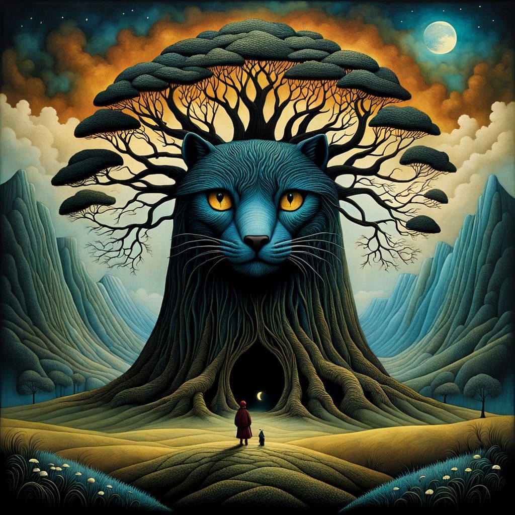 Surreal Character Expressing Emotion in Illogical Scenery